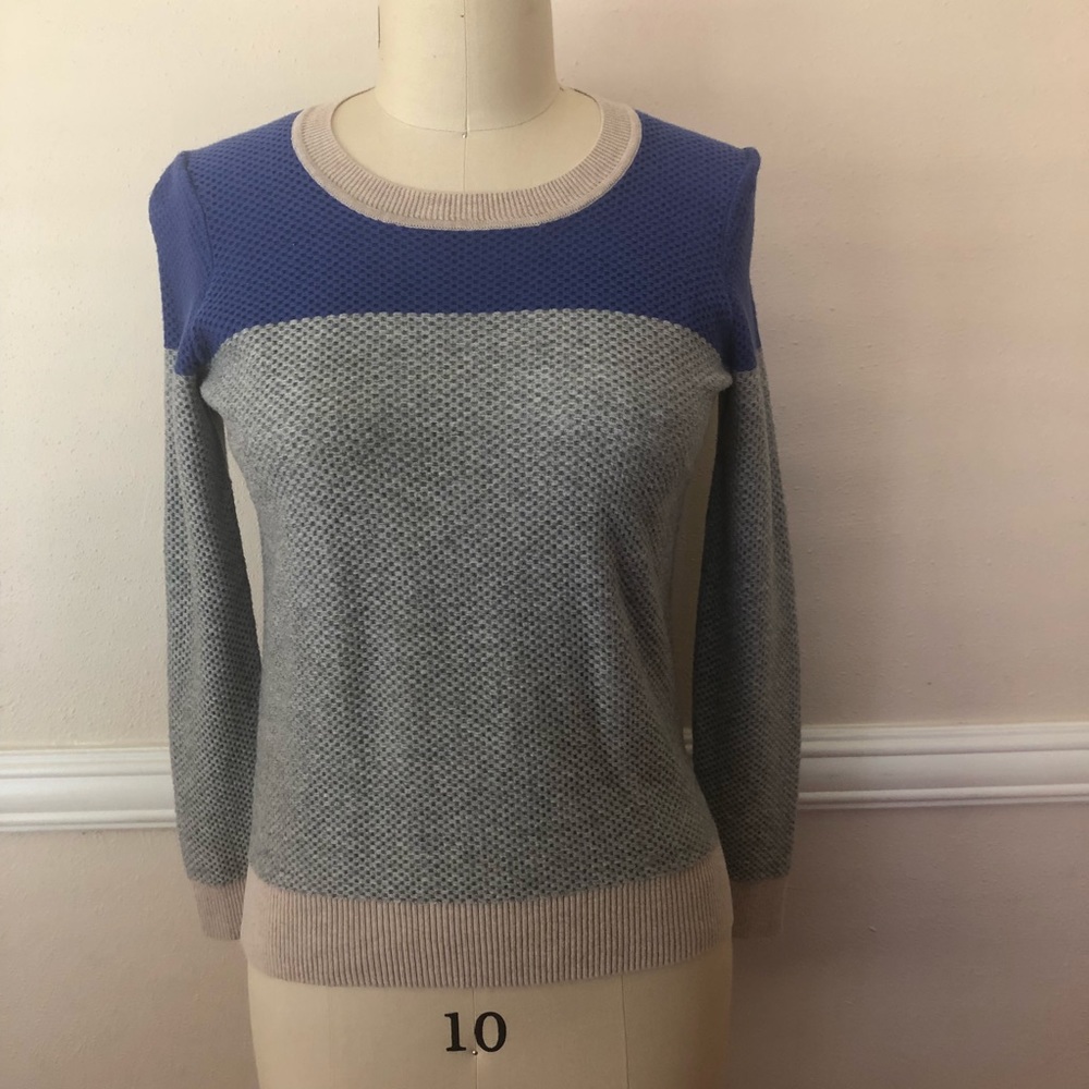 Madewell Sz S Weave Sweater Cotton Blue Gray Tan